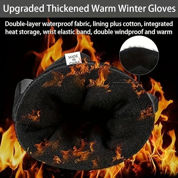WRELS  Autumn Winter Warm Cycling Gloves Windproof Skiing Fish Touch Screen 2 Finger Flip Waterproof Thermal Anti-slip Gloves