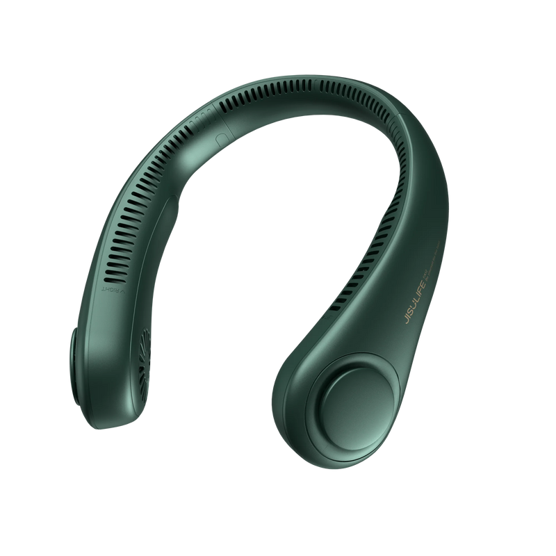 JISULIFE Portable Neck Fan, 4000 mAh Battery Rechargeable,5 Speeds Adjustable,Twistable Hands-Free Bladeless Neckband for Sports