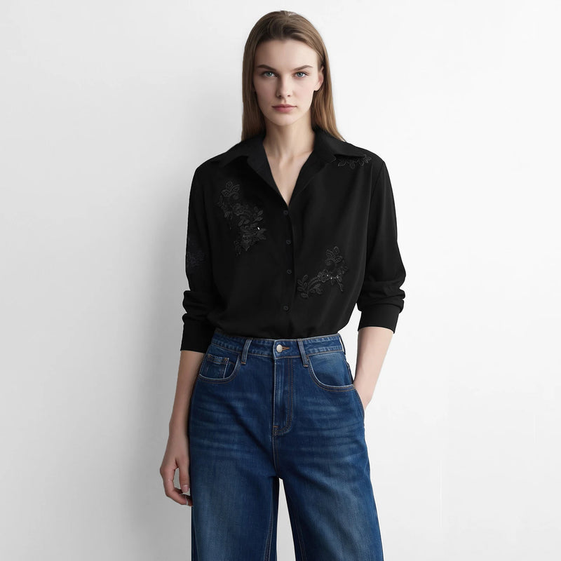 Amii 2026 Autumn Shirts Loose Fit Flip Collar Long Sleeve Office Elegant Blouse Casual Chic Tops Modern Woman Clothing 12623014
