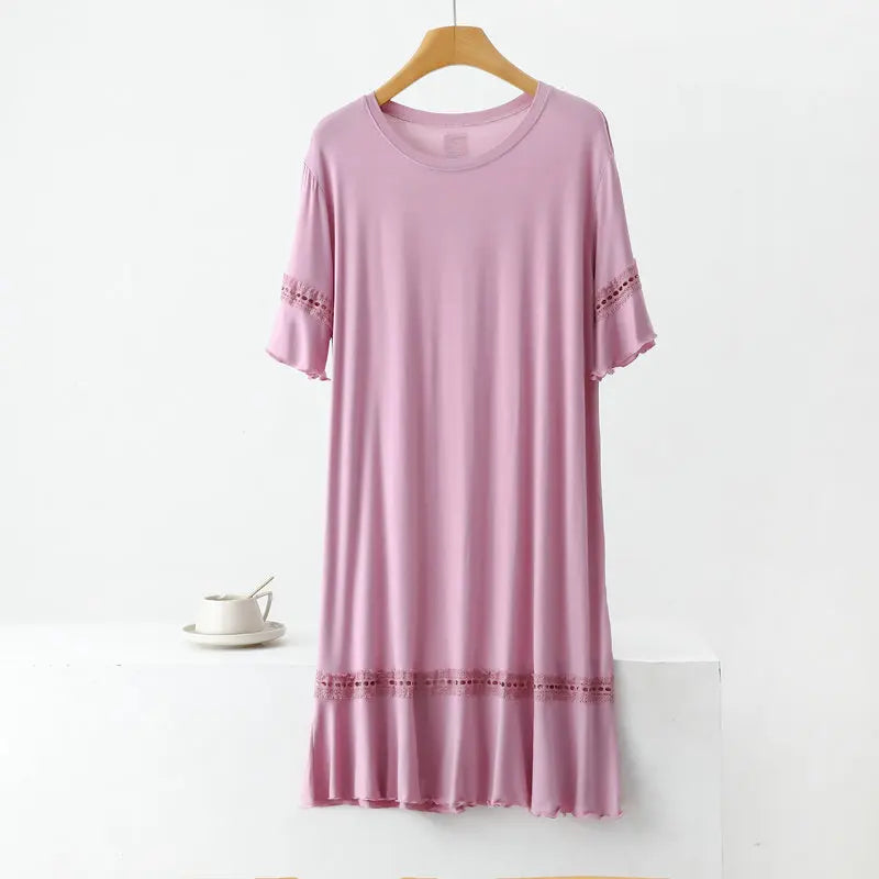 Large Size Modal Night Wear For Women Nightie Oversized Short Sleeve Nightgowns Female Lounge Nightdress New Vestido Mujer