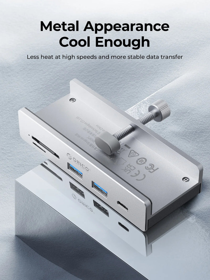 ORICO MH5PC USB 3.2 Hub 6-Port Expansion with Power Connector 10Gbps Protocol High-Speed Transmission SD TF Card Fast Reading