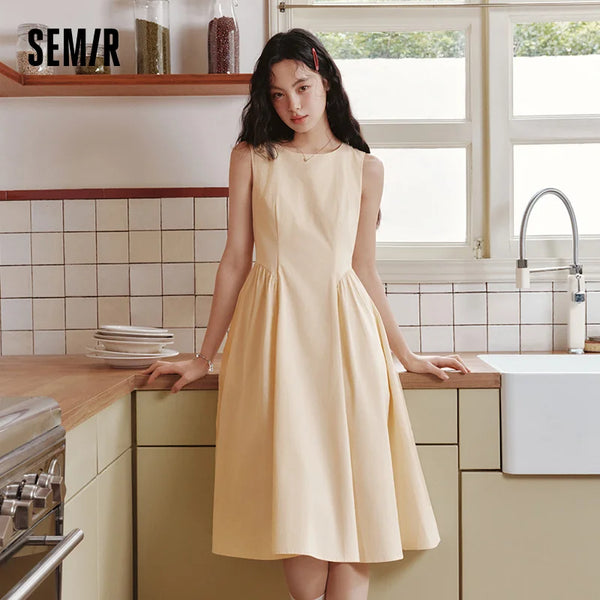រ៉ូបស្ត្រី Semir ចង្កេះរាងជាបន្ទះ ក រាងមូល ពណ៌ស្រស់ឆើតឆាយ រដូវក្តៅ ឆ្នាំ២០២៦ រ៉ូបដៃខ្លី ងាយស្រួលប្រើ