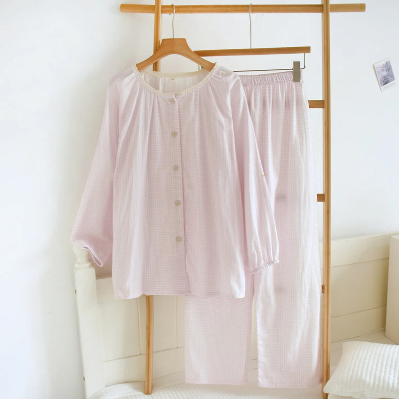 Women's 2-piece Loungewear Suit Long Sleeve Top and Pants Nightwear Home Clothes Casual Spring Autumn Sleepwear Female Clothing