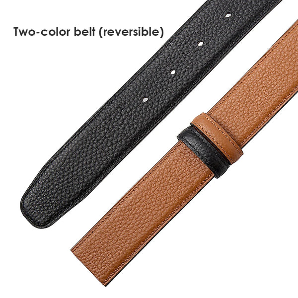 VATLTY Fashion Reversible Belt Natural Cowhide Two-Tone Leather Belt for Men 34mm Belt Without Buckle Male Belt Strap