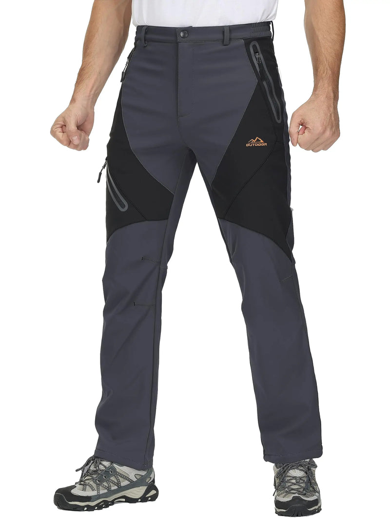 TACVASEN Winter Ski Pants Mens Hiking Warm Fleece Lined Pants Waterproof Windproof Zipper Pockets Pants Softshell Work Trousers