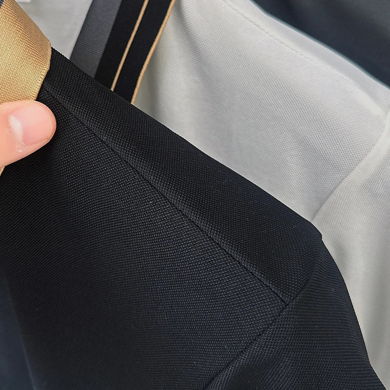 Luxury Man Short-Sleeved Polo Shirt Lapel Button Color Blocking Pattern Printing New Golf T-Shirt Business Casual Men's Clothing