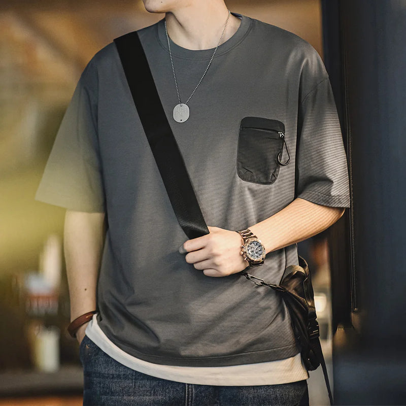 អាវយឺតដៃខ្លី Maden Casual Sorona Cool មានខ្យល់ចេញចូលបាន អាវយឺតប្រឆាំងបាក់តេរី មានហោប៉ៅ សម្រាប់បុរស រដូវក្តៅ កំពូលកីឡា អាវយឺត