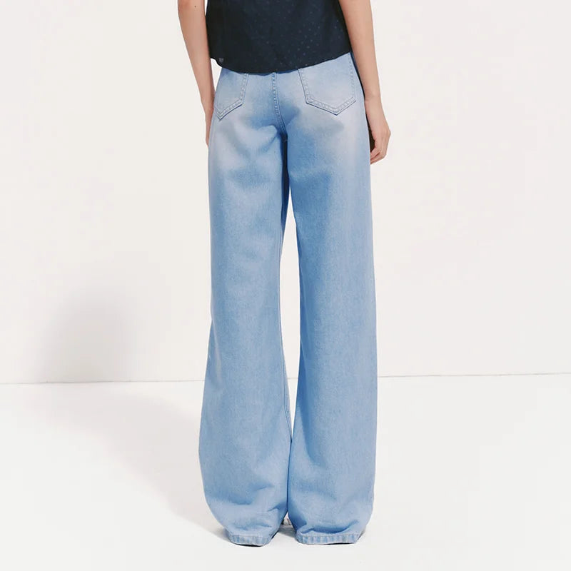 Semir Women Pants Denim Cool Feeling Antibacterial Wide Leg Leg Lengthening Trendy Floor Length 2026 Summer Top