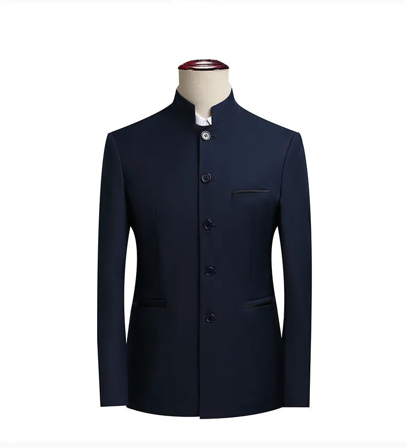 Chinese Style Men's Long Sleeve Suit Jacket, Slim Fit Coat, Asian Size M-6XL, Available in Blue,Black,White,Red,Grey Blazers