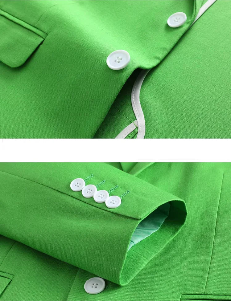 2026 Summer Green Men's Cotton-Linen Two-Piece Suit, Perfect for The Office, Parties, and Weddings. Available in Red,Yellow,Blue