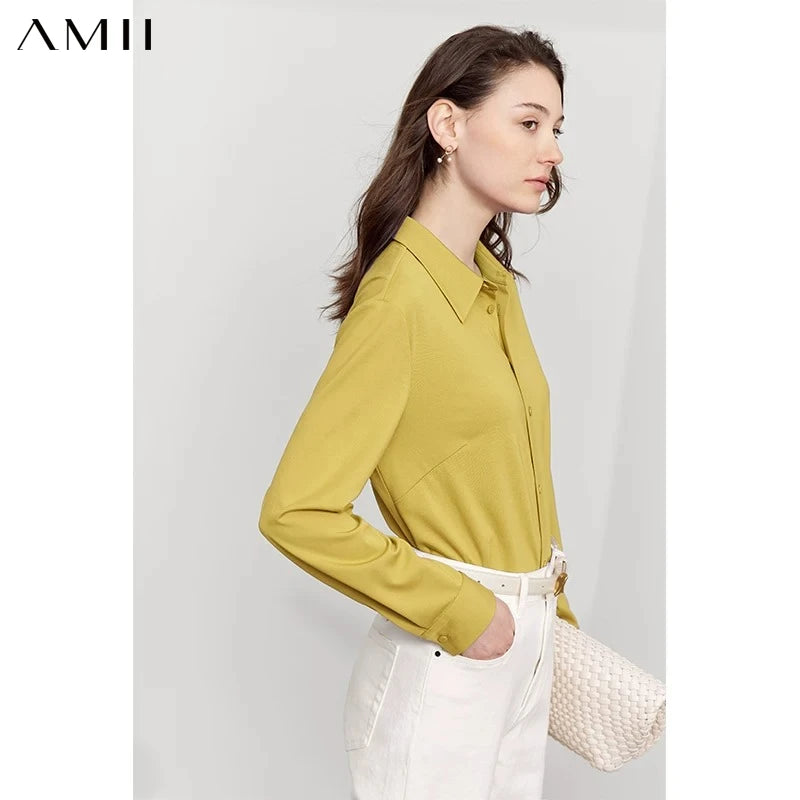 អាវ Amii Minimalism សម្រាប់ស្ត្រី 2026 រដូវស្លឹកឈើជ្រុះថ្មី អាវការិយាល័យនារី អាវដៃវែង អាវធម្មតា ម៉ូដទាន់សម័យ អាវធំសម្រាប់ស្ត្រី 12351012