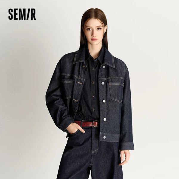 អាវក្រៅ Semir សម្រាប់នារី កអាវបត់ចុះក្រោម ស្មារលុង សមល្អ រដូវស្លឹកឈើជ្រុះ ឆ្នាំ២០២៦ អាវក្រៅបែប Vintage Streetwear