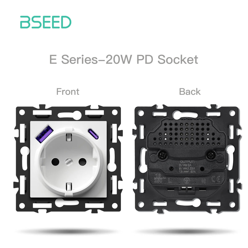 BSEED WIFI Click Switch Module 1/2/3/4Gang Smart Light Switch DIY Part PC Plastic Frame Smart Socket Components Tuya Smart Life