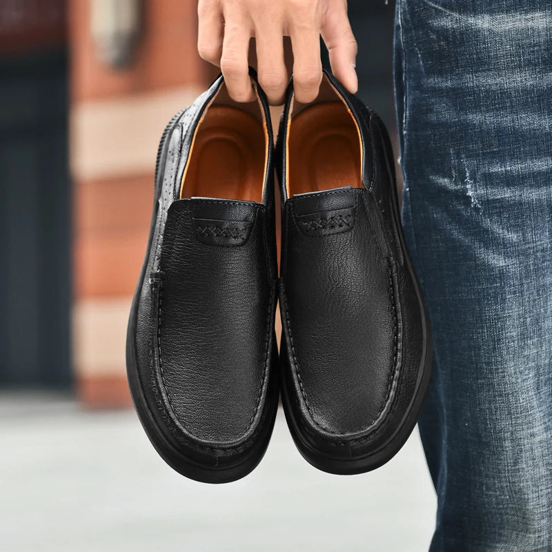 Men's casual leather shoes spring and summer fashion outdoor soft soles comfort shoes business dress leather shoes Driving shoes
