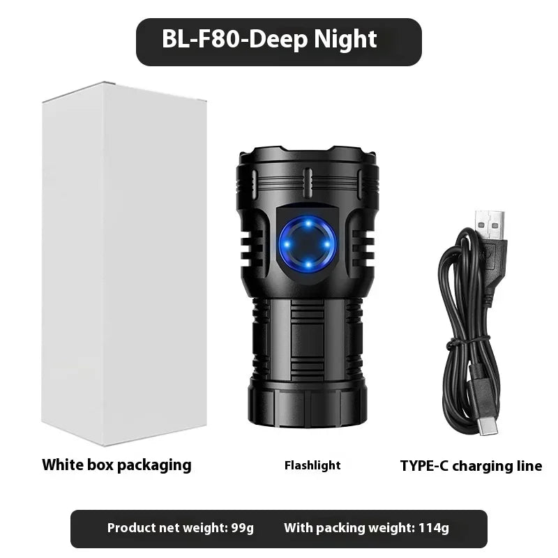 ពិល LED ថាមពលខ្ពស់ អាចសាកបានតាម USB 8 គ្រាប់ XPG កន្ទុយចង្កៀង មេដែក ក្លីបពិល ធន់នឹងទឹក ចង្កៀងតូច ចល័ត