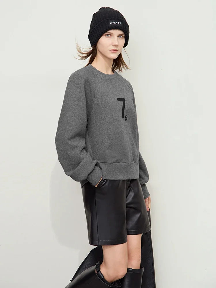 អាវយឺត Amii Minimalist Casual Pullover បោះពុម្ព O-Neck ឆ្នាំ ២០២៦ សម្លៀកបំពាក់កក់ក្តៅរដូវរងាសម្រាប់ស្ត្រី អាវរោមចៀមប៉ាក់រលុង 12444077