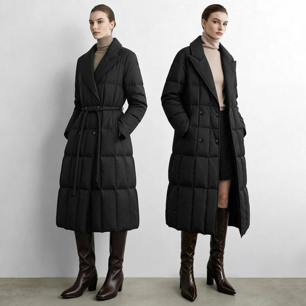 Amii Women's A-Line Down Jacket Lapel Collar Lightweight Warm Slim Fit Commuter Minimalist Women's Winter Down Jacket 12644006