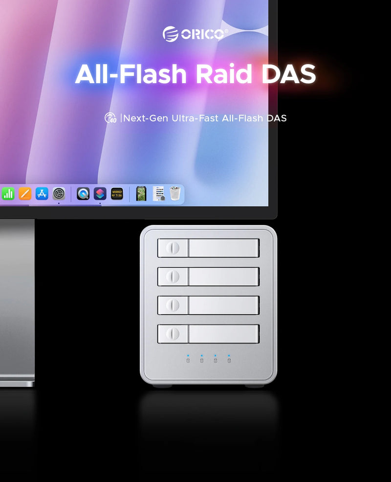 ORICO M.2 NVME SSD 40Gbps All-flash Disk Enclosure With Cooling Fan Multi-raid DAS Solution for Photographer Video Editor