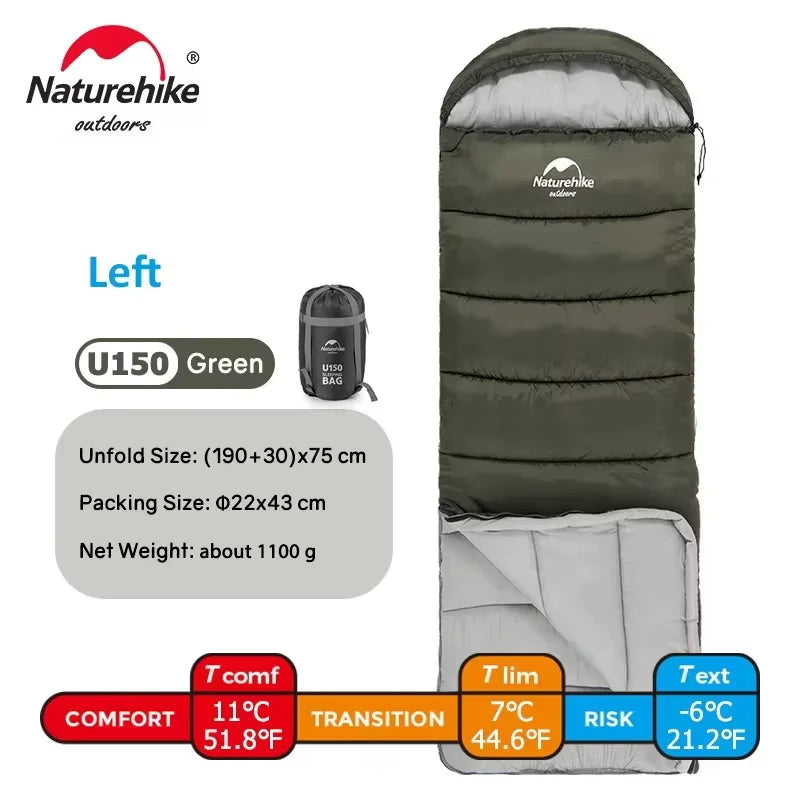 Naturehike Envelope Type Sleeping Bag Ultralight Waterproof 4 Seasons Warm Camping Sleeping Bag for Outdoor Hiking Backpacking