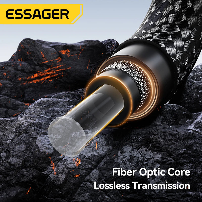 ខ្សែអូឌីយ៉ូឌីជីថល Essage ខ្សែកាបអុបទិក HIFI ស្តេរ៉េអូ Toslink SPDIF សម្រាប់ឧបករណ៍បំពងសម្លេងអ្នកលេង Soundbar ទូរទស្សន៍កុងសូលហ្គេម