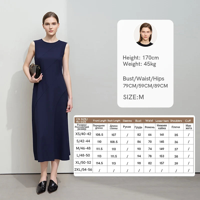 Amii Women's Sleeveless Dress 2026 Summer New Round Neck Fitted Waist With Slit Elegant Casual Midi Dress For Women 12642063