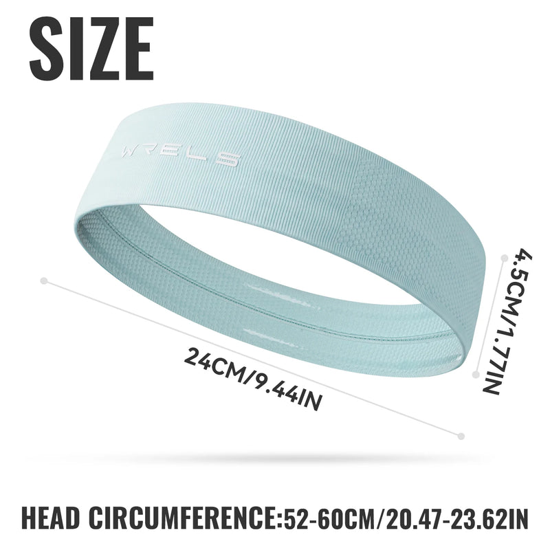 WRELS Sweatband Absorbent Sports Headband Silicone Anti Slip Hair Band Breathable Foldable Compact Men Women Running Headband