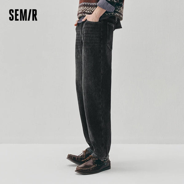 ខោខូវប៊យបុរស Semir ជើងត្រង់មានស្រទាប់ក្រណាត់រោមចៀម រចនាប័ទ្មវីនថេច ឆ្នាំ២០២៦ សម្លៀកបំពាក់ប្រចាំថ្ងៃរដូវរងាថ្មី រចនាប័ទ្មទីក្រុង ធម្មតា សម្លៀកបំពាក់ប្រចាំថ្ងៃ