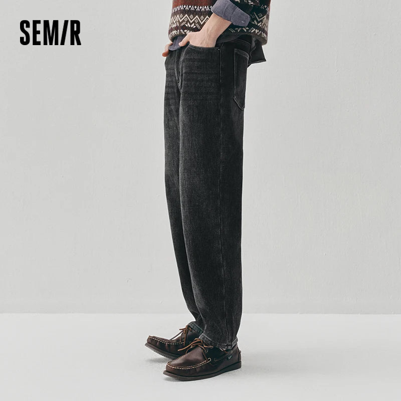 ខោខូវប៊យបុរស Semir ជើងត្រង់មានស្រទាប់ក្រណាត់រោមចៀម រចនាប័ទ្មវីនថេច ឆ្នាំ២០២៦ សម្លៀកបំពាក់ប្រចាំថ្ងៃរដូវរងាថ្មី រចនាប័ទ្មទីក្រុង ធម្មតា សម្លៀកបំពាក់ប្រចាំថ្ងៃ