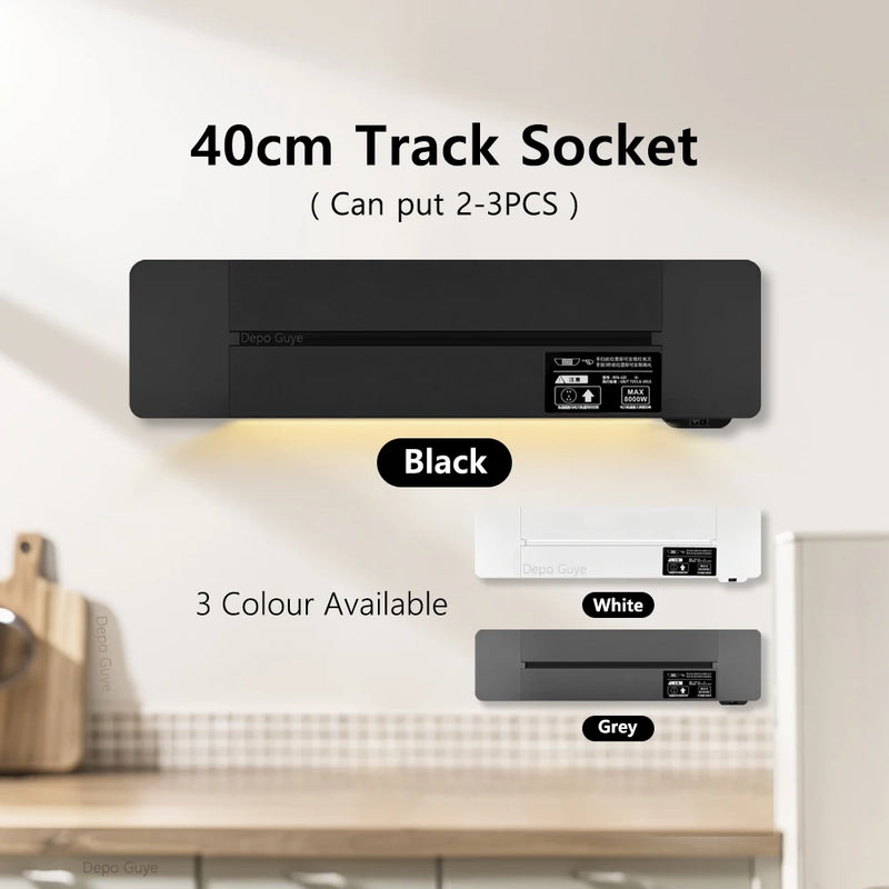 Induction lamp Wall Track Socket EU FR Italy Israeli UK Standard Home Office Electric Socket Removable Plugs Adapter USB C Ports
