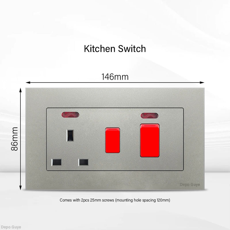 Universal 18W Type-C Quick charge Double Power Outlet,220V Electrical Wall Light 2way Switch UK 13A Wall Double USB Plug Socket