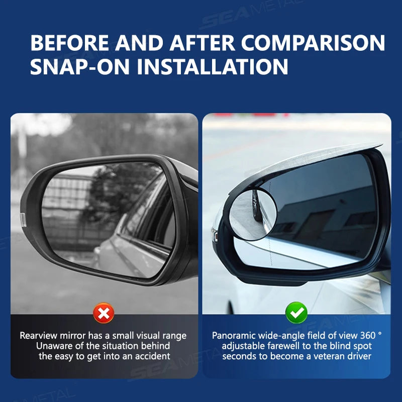SEAMETAL Carbon Fiber Textured Car Rearview Mirrors Clip Design Rain Eyebrow Blind Spot Mirror Reflective Mirror And Rain Cover