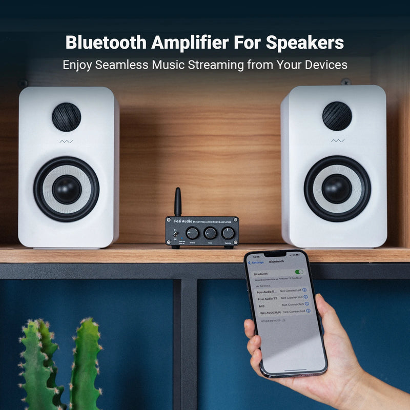 ឧបករណ៍ពង្រីកសំឡេង Fosi Audio BT20A ប៊្លូធូស TPA3116D2 100W Mini HiFi Stereo Class D Amp Bass Treble សម្រាប់រោងភាពយន្តនៅផ្ទះ