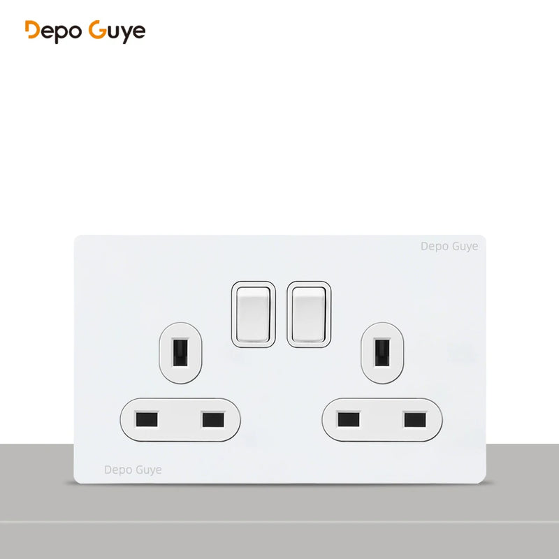 146 Type Retro Metal Panel UK 13A Wall Socket,Bronzed Stainless Steel Power Universal 3-pin Dual Power Socket With USB C charge