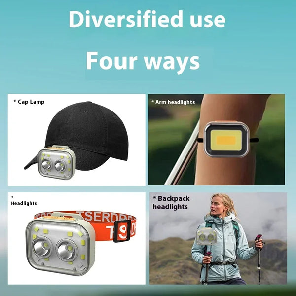 ភ្លើងមុខ LED ដ៏មានអានុភាព ចង្កៀងមុខ COB ពិលភ្លើងពិលសម្រាប់បោះតង់ នេសាទ