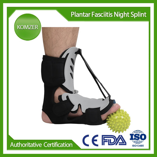 Plantar Fasciitis Night Splint with Hard Spiky Massage Ball for Achilles Tendonitis Relief,Foot Drop Ankle Pain,Fits Women & Men