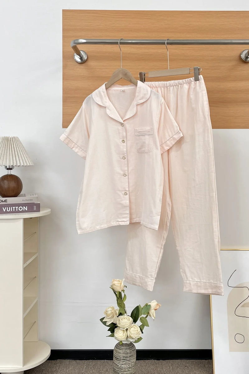 Thin Pajamas for Lady Two-Piece Women's Set Pure Cotton Short Sleeve Pijama Pajamas Woman Night Clothes Summer Clothes Sleepwear