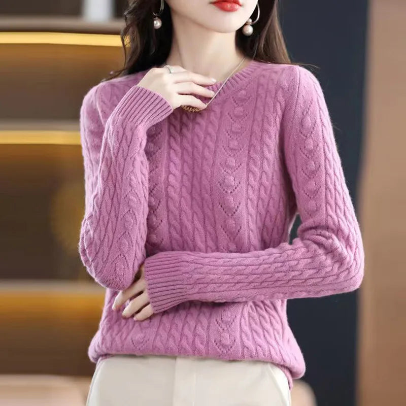 Spring Autumn Knit Women's Clothing O-neck Long Sleeve Tops Woolen Blouse Basic Wear Pull Sweater Woman Pullover Jumper