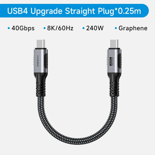 Hagibis Short USB C to USB C Cable PD 240W 40Gbps Fast Charging Cord With LED Display Compatible with Thunderbolt 4/3 iPhone 15 Normal Gray-No LED 0.25m