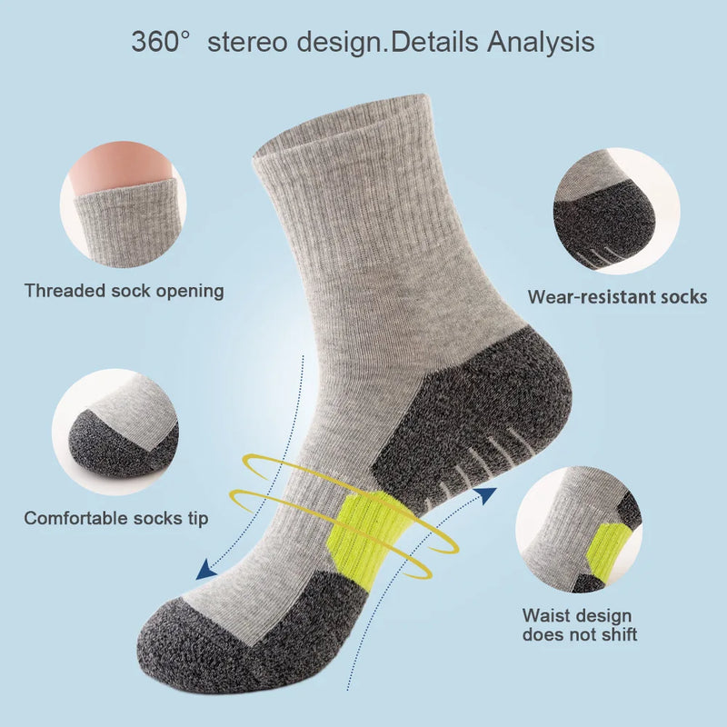 WRELS 1/2/3 Pairs Crew Hiking Socks Moisture Wicking Sports Socks Cushioned Arch Support Men's Outdoor Mountaineering Socks