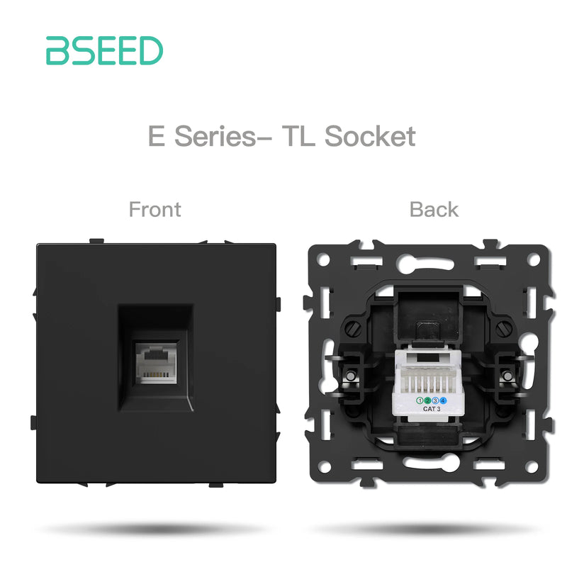 BSEED 1/2Gang Wall Light Switch USB Type-C Socket Module Part Internet TV Telephone Socket Part Plastic Frame Free Combination