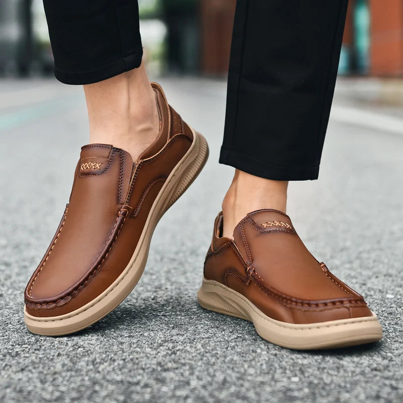 Men's casual leather shoes spring and summer fashion outdoor soft soles comfort shoes business dress leather shoes Driving shoes