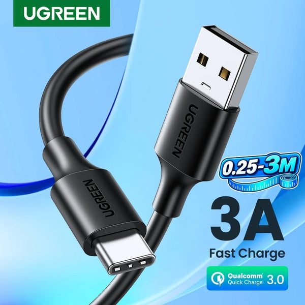 ខ្សែសាក UGREEN USB-A ទៅ Type-C សម្រាប់ iPhone 17/16 Samsung S26/25/24 Xiaomi Pixel LG USB2.0 Data Cable 3A 18W 0.25-3M