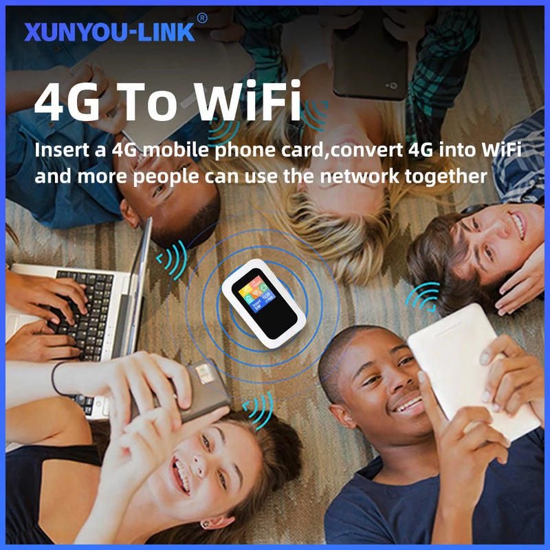 XUNYOU-LINK Cat 6 LTE Mobile WiFi Router 4G+ WIFI 6 Portable Hotspot with 3000mAh Battery High-Speed Internet Pocket WiFi Modem