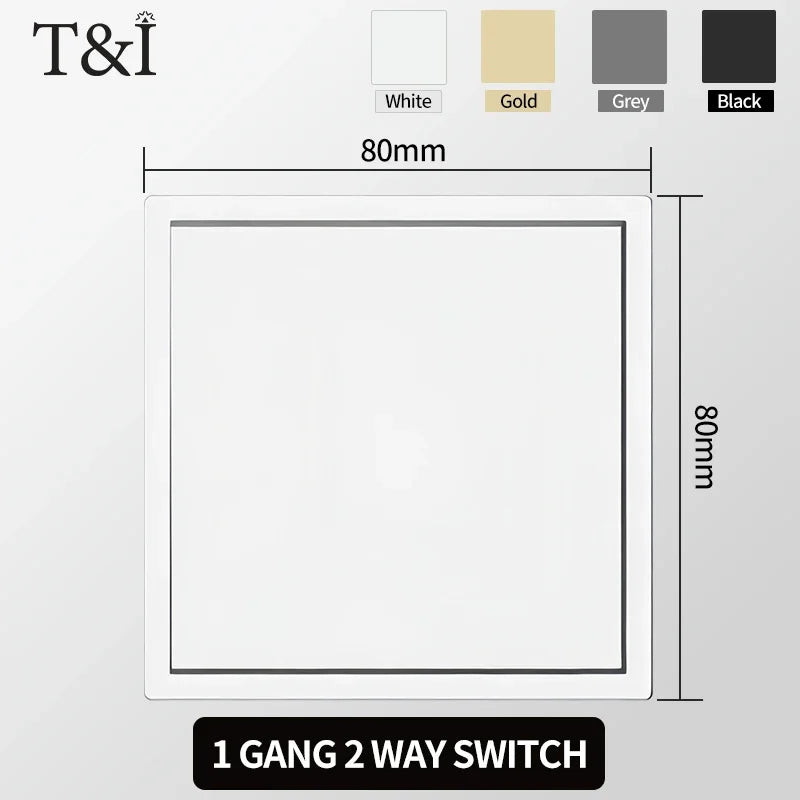 European Wall Socket EU Outlet, USB Type-C Charging Ports, 1/2 Gang Light Switch, 16A 250V, Flush Mount, White Panel, 80×80mm