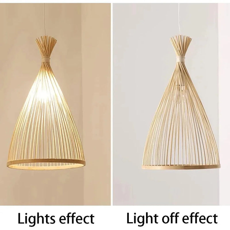 Bamboo Lampshade Led Pendant Lamp Natural Rattan Wicker Ceiling Chandeliers Hand Woven E27 Lighting Fixtures Hanging Light