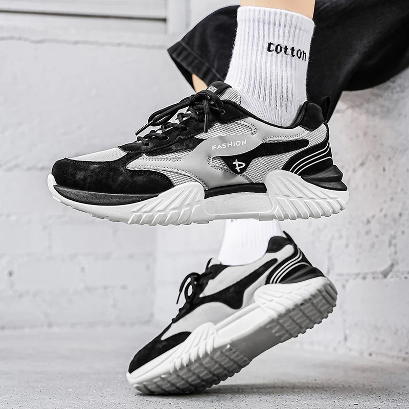 Men's fashion mesh upper casual shoes four seasons new breathable light soft-sole anti-slip comfort outdoor sports walking shoes