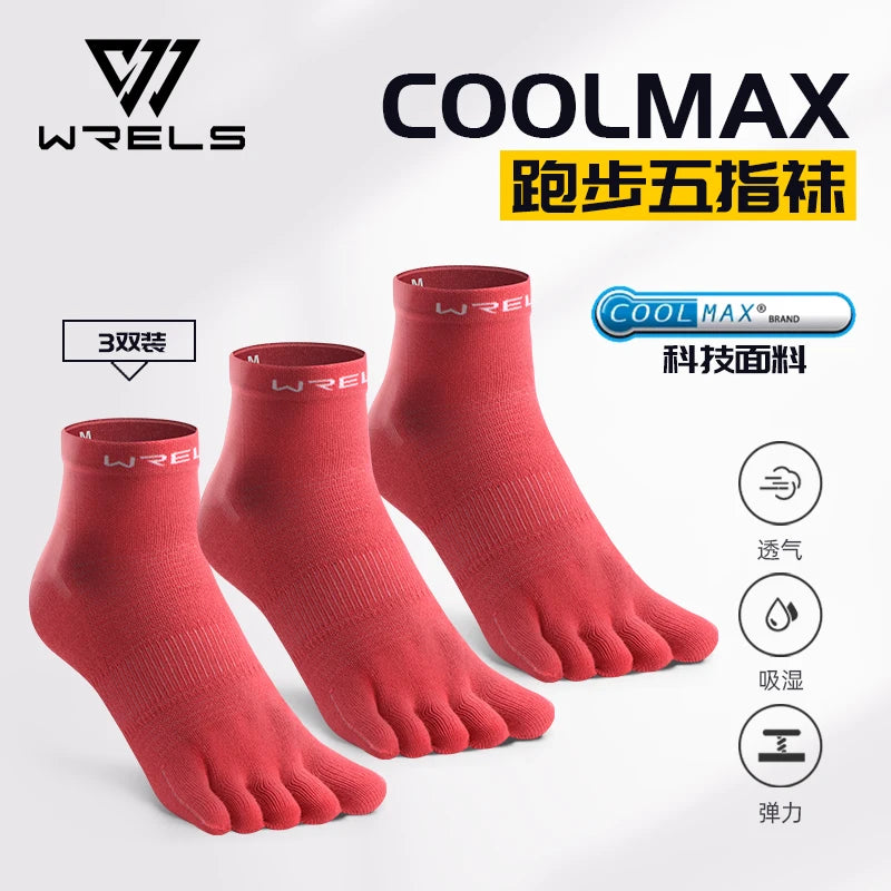 WRELS 1/3pair Toe Sock Coolmax Five Finger Running Riding Cycling Basketball Sport Moisture Wicking Sock Quick Dry Sports Socks