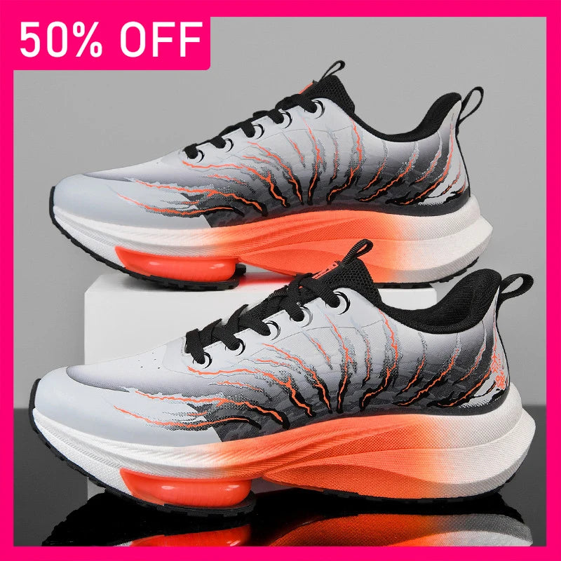 Unisex Sports Shoes Breathable Thick Sole Shock Absorption Professional Running Training Shoes Fashionable Lace Up Sports Shoes