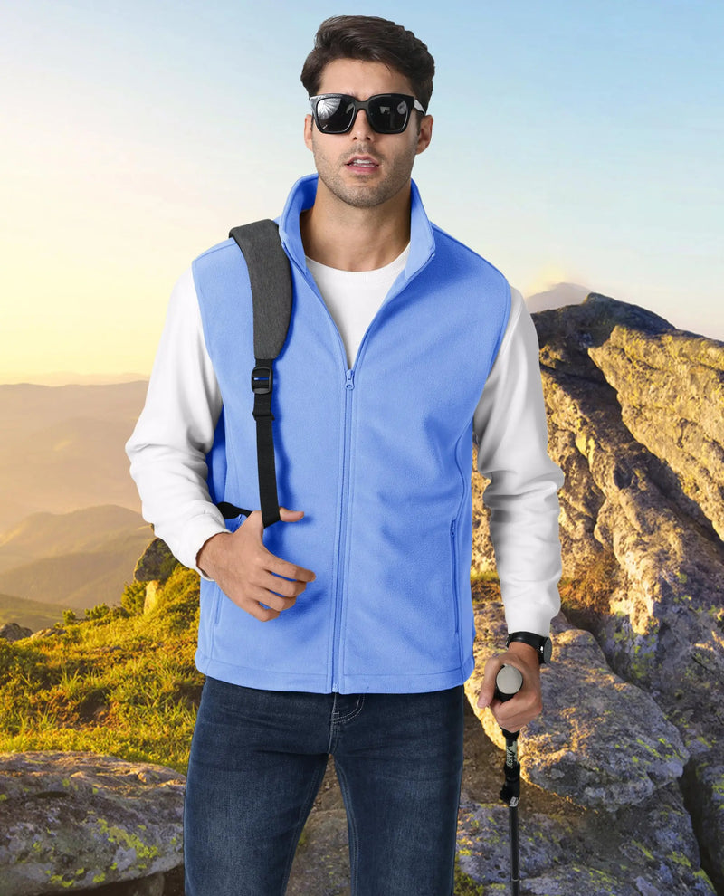 TACVASEN Fleece Vest Jackets Mens Stand Collar Sleeveless Jacket Spring Autumn Casual Waistcoat Fishing Hiking Outdoor Vest Male
