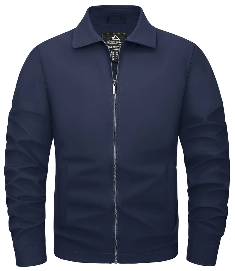 TACVASEN Mens Lightweight Work Jackets Fashion Tunic Style Zipper Pockets Bike Jackets Full Zip Spring Fall Jacket Outwear